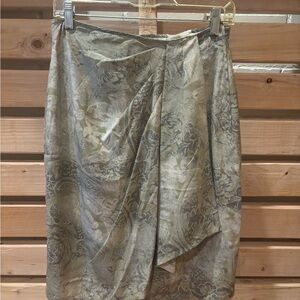 MaxMara Designer Green Silver Wrap Pencil Skirt Cocktail